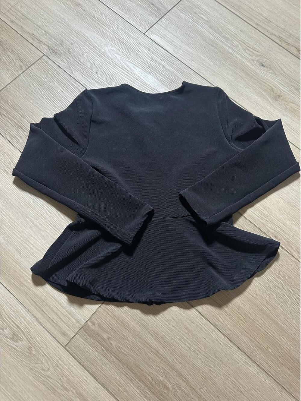 Figue Black Long Sleeve Peplum Zip Front Jacket